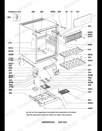 Взрыв-схема холодильника Electrolux RH860AC/GL - Схема узла Housing 001